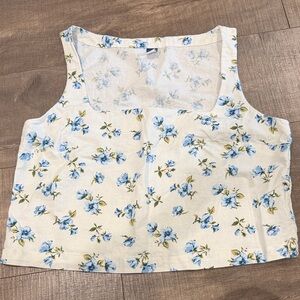 Old Navy Floral Crop Top - Blue and Cream
